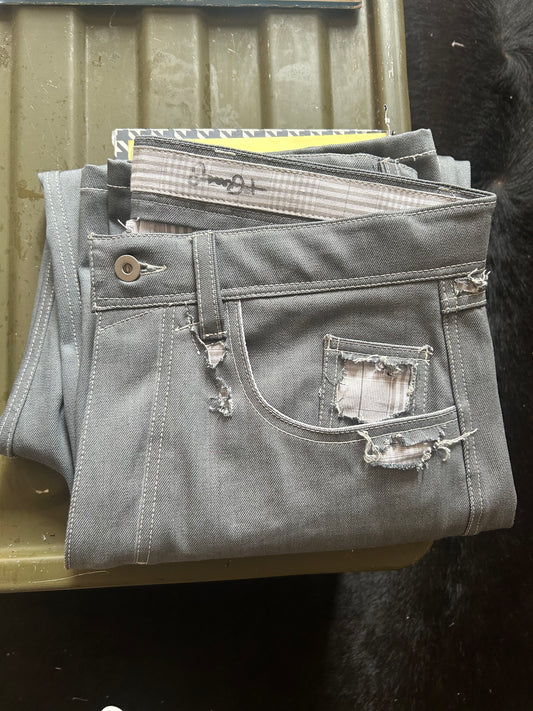 Silver Distressed Denim