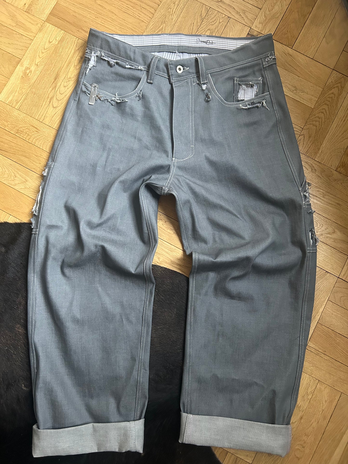 Silver Distressed Denim